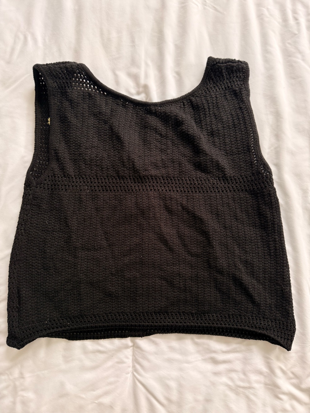 Cider Black Crocheted Knit Tank with Button Detail - Picture 2 of 5